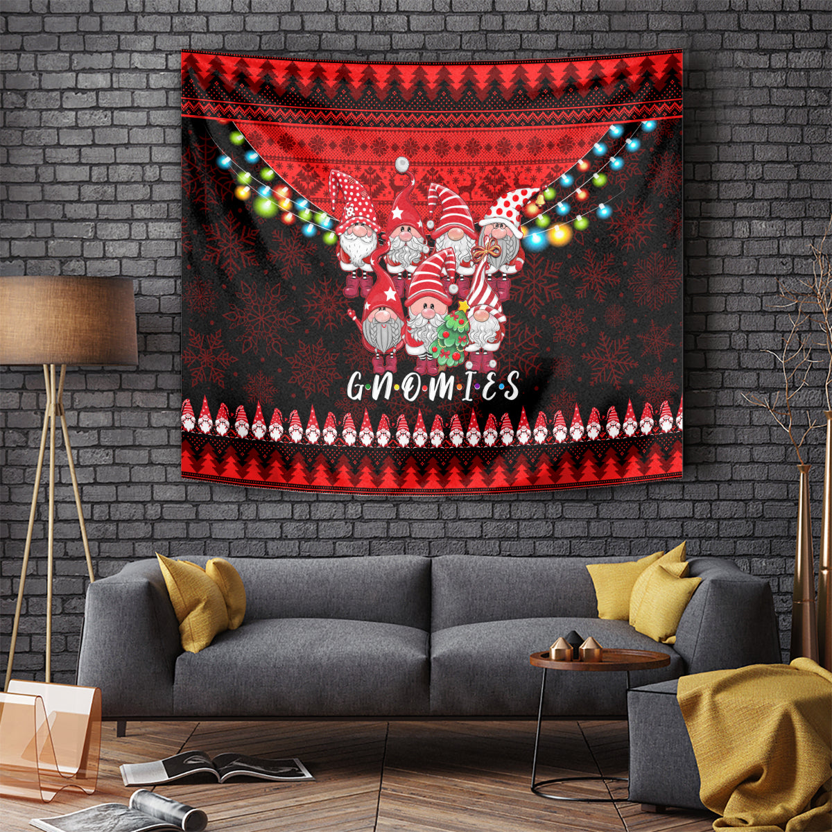 Chilling With My Gnomies Christmas Tapestry Gnomie Friend Xmas Vibes - Wonder Print Shop