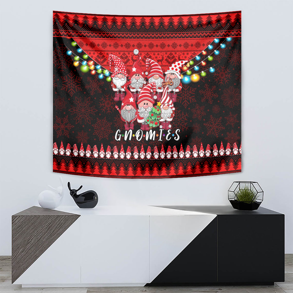 Chilling With My Gnomies Christmas Tapestry Gnomie Friend Xmas Vibes - Wonder Print Shop