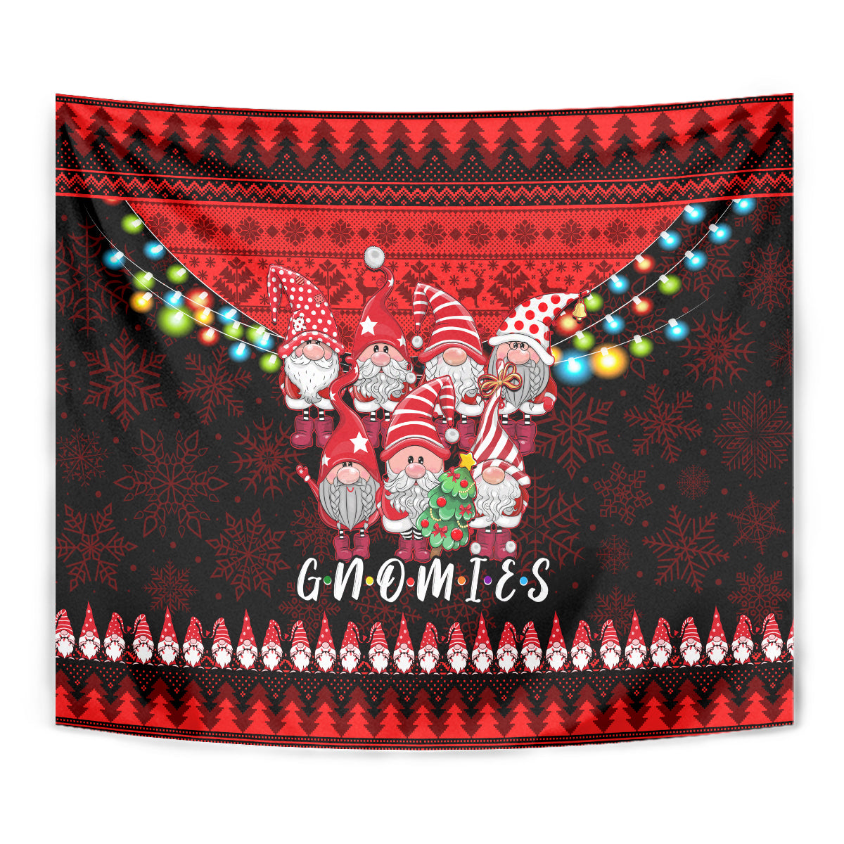 Chilling With My Gnomies Christmas Tapestry Gnomie Friend Xmas Vibes - Wonder Print Shop
