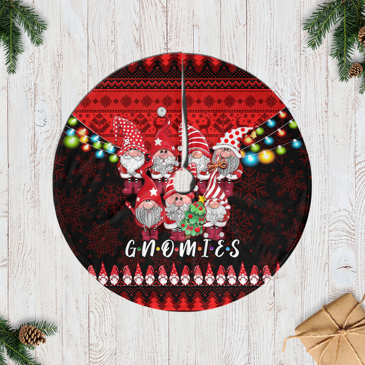 Chilling With My Gnomies Christmas Tree Skirt Gnomie Friend Xmas Vibes - Wonder Print Shop