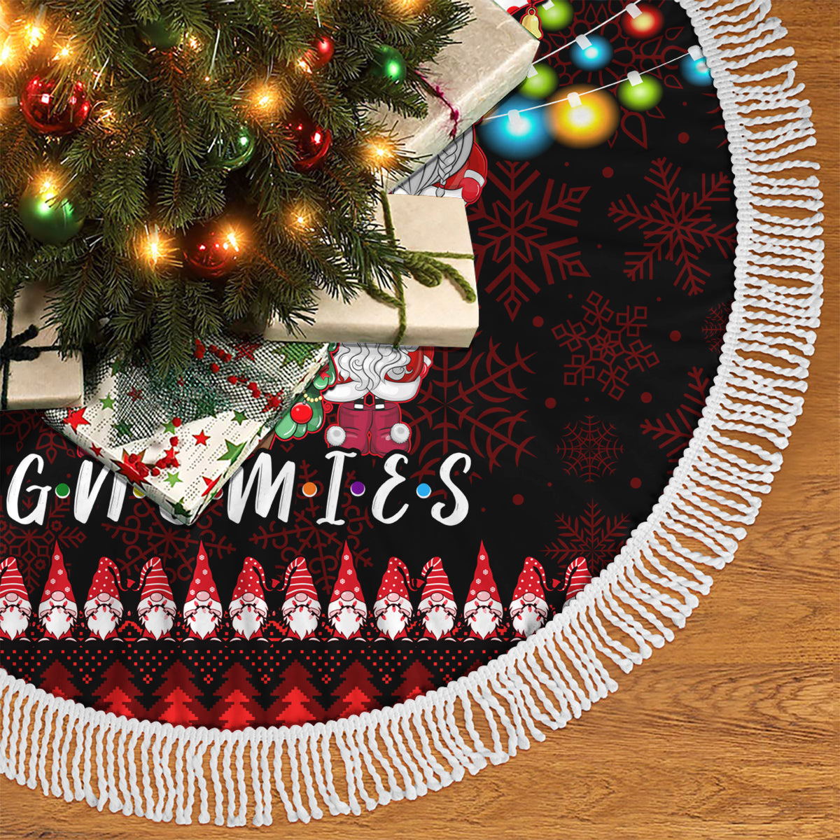 Chilling With My Gnomies Christmas Tree Skirt Gnomie Friend Xmas Vibes - Wonder Print Shop