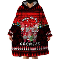 Chilling With My Gnomies Christmas Wearable Blanket Hoodie Gnomie Friend Xmas Vibes - Wonder Print Shop