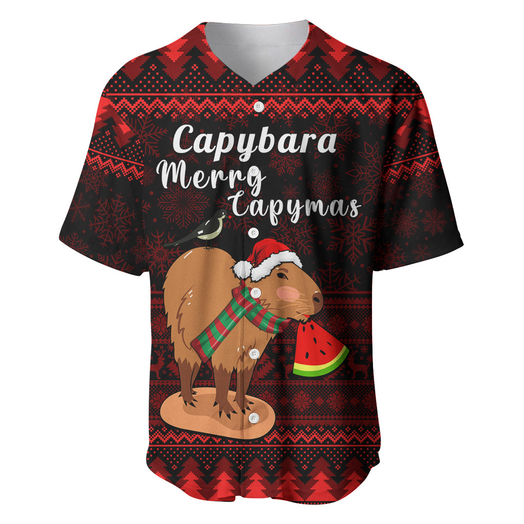 Capybara Christmas Baseball Jersey Merry Capymas - Wonder Print Shop