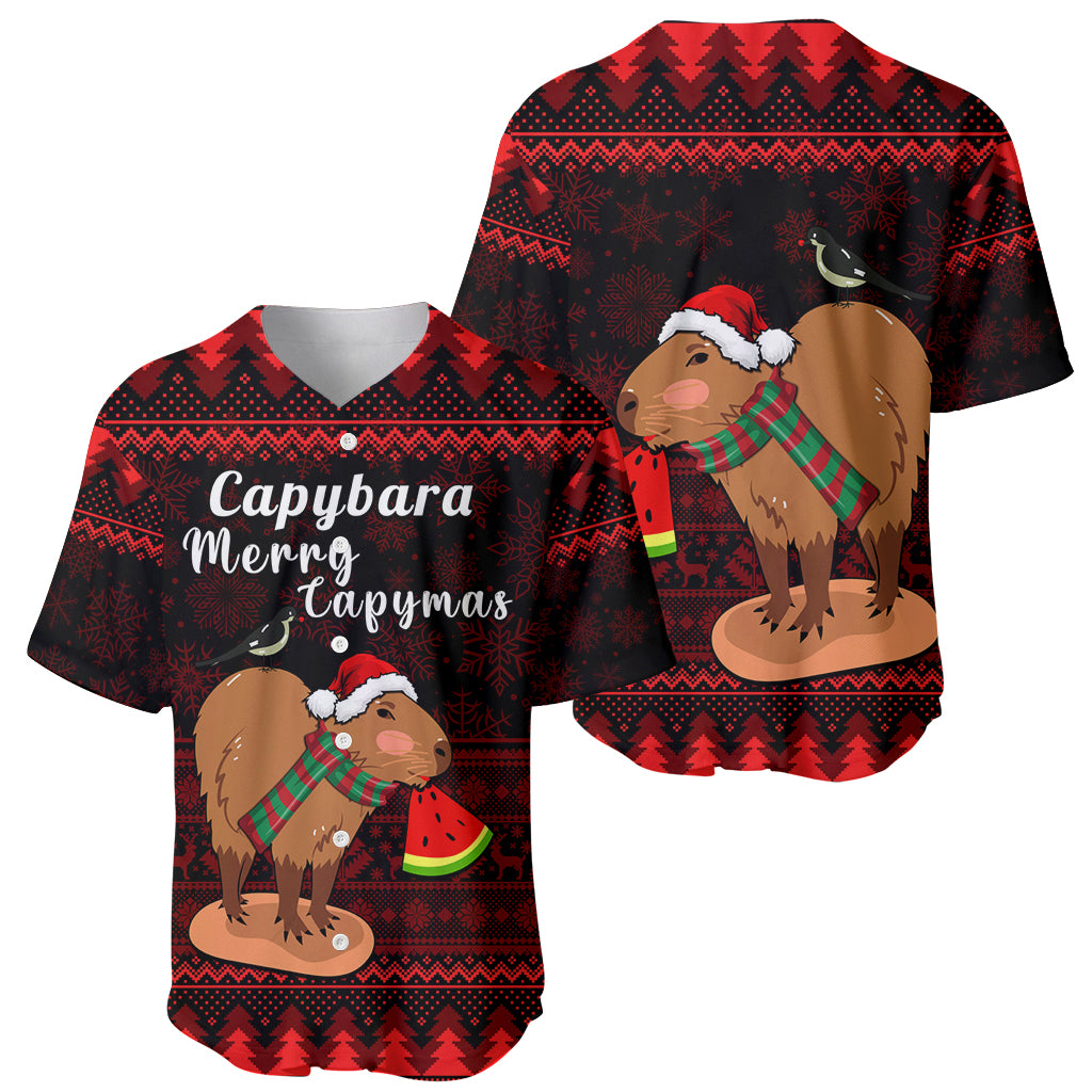 Capybara Christmas Baseball Jersey Merry Capymas - Wonder Print Shop