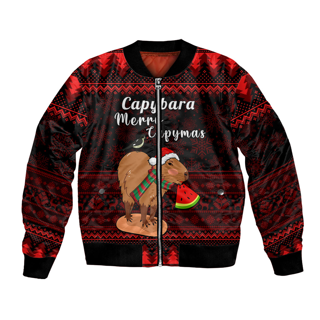 Capybara Christmas Bomber Jacket Merry Capymas - Wonder Print Shop