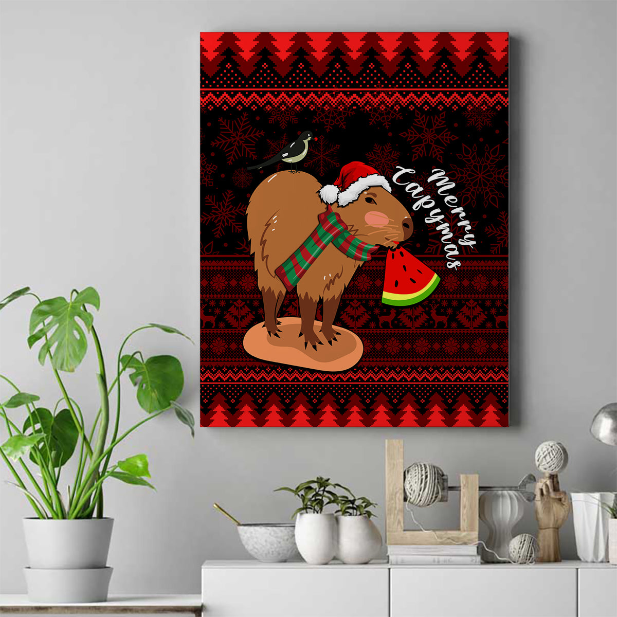 Capybara Christmas Canvas Wall Art Merry Capymas - Wonder Print Shop
