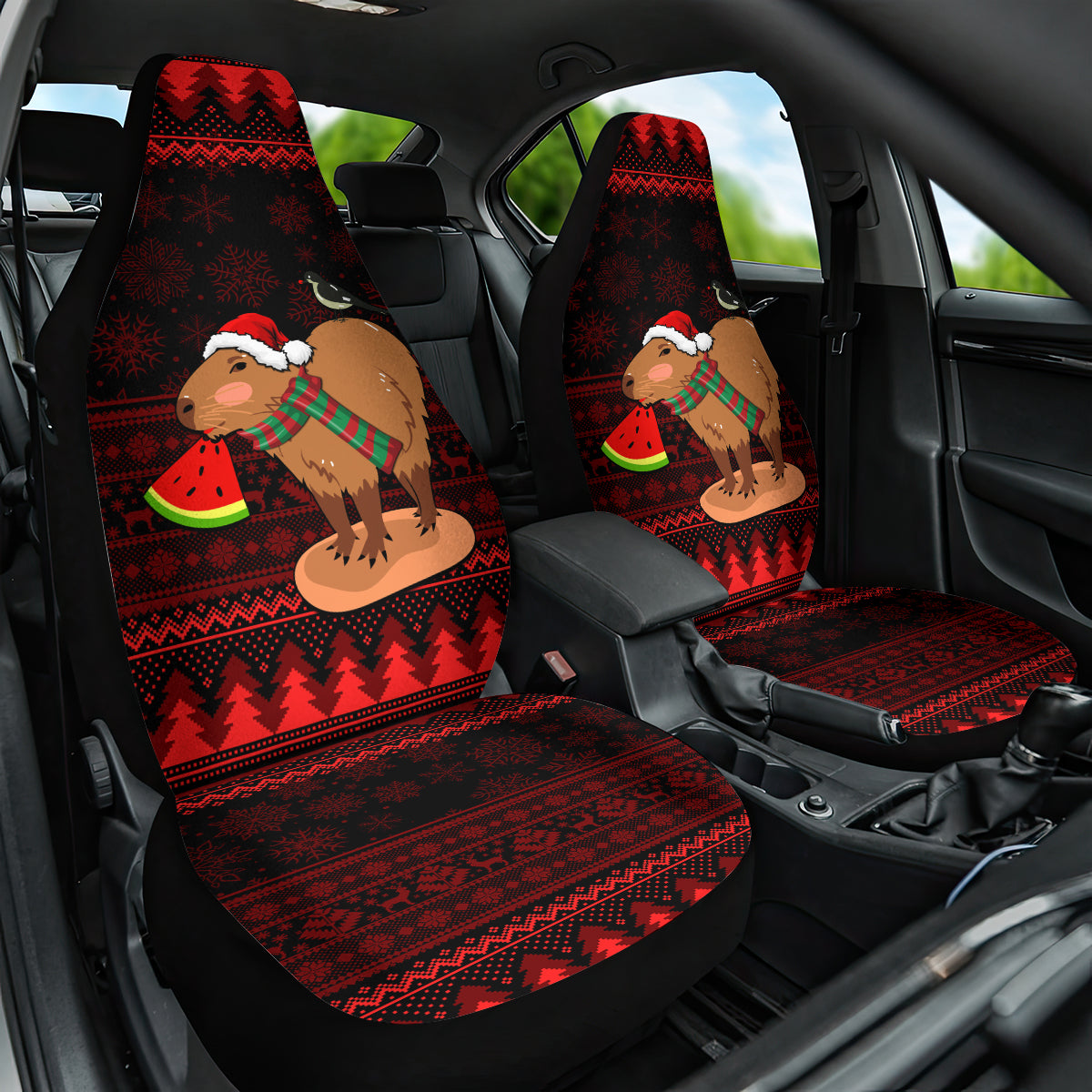 Capybara Christmas Car Seat Cover Merry Capymas - Wonder Print Shop