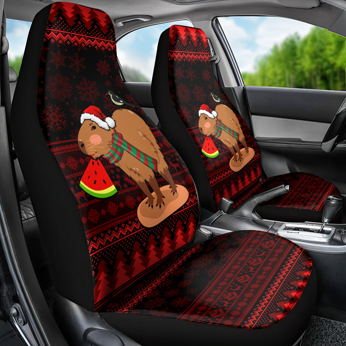 Capybara Christmas Car Seat Cover Merry Capymas - Wonder Print Shop