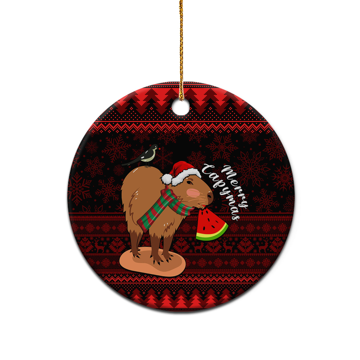 Capybara Christmas Ceramic Ornament Merry Capymas - Wonder Print Shop