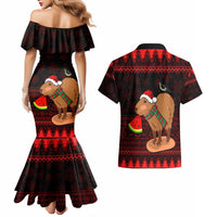 Capybara Christmas Couples Matching Mermaid Dress and Hawaiian Shirt Merry Capymas - Wonder Print Shop
