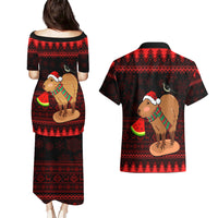 Capybara Christmas Couples Matching Puletasi Dress and Hawaiian Shirt Merry Capymas - Wonder Print Shop