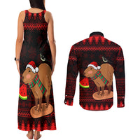 Capybara Christmas Couples Matching Tank Maxi Dress and Long Sleeve Button Shirt Merry Capymas - Wonder Print Shop