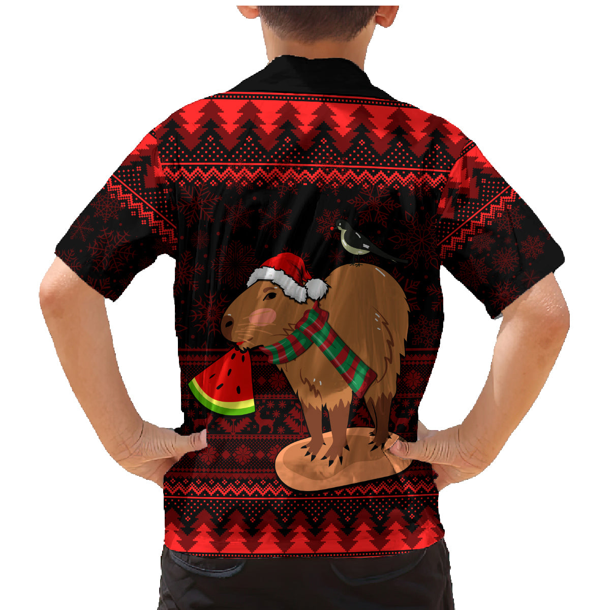 Capybara Christmas Family Matching Mermaid Dress and Hawaiian Shirt Merry Capymas - Wonder Print Shop