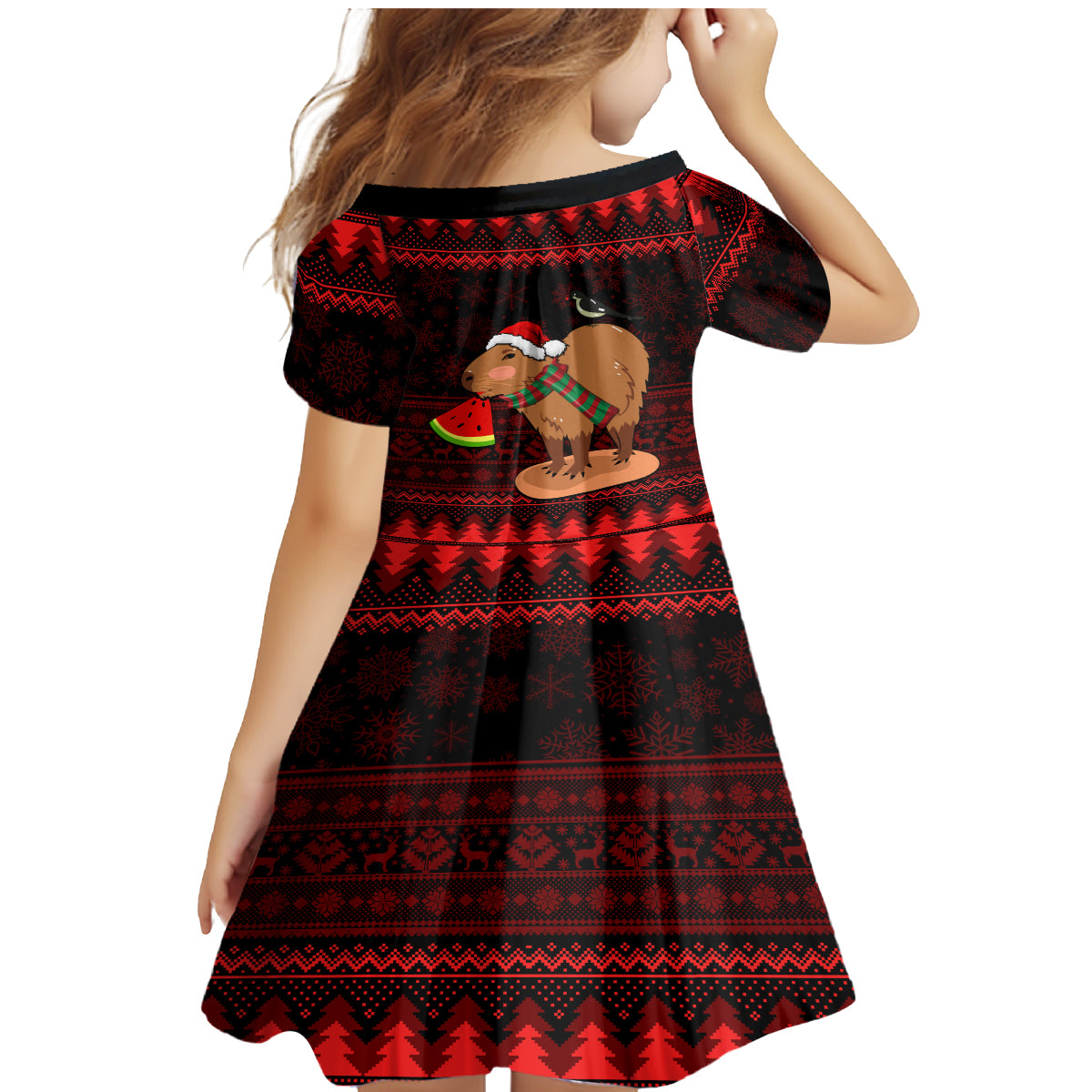 Capybara Christmas Family Matching Mermaid Dress and Hawaiian Shirt Merry Capymas - Wonder Print Shop