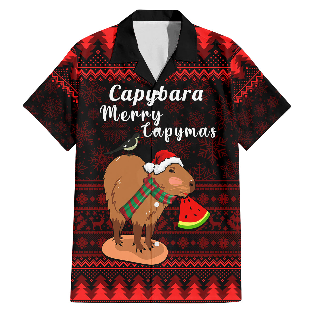 Capybara Christmas Family Matching Mermaid Dress and Hawaiian Shirt Merry Capymas - Wonder Print Shop