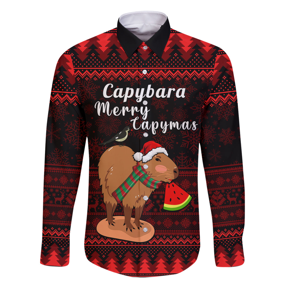 Capybara Christmas Family Matching Mermaid Dress and Hawaiian Shirt Merry Capymas - Wonder Print Shop