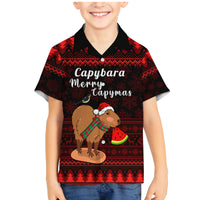 Capybara Christmas Family Matching Mermaid Dress and Hawaiian Shirt Merry Capymas - Wonder Print Shop