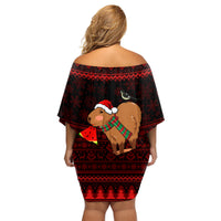Capybara Christmas Family Matching Off Shoulder Short Dress and Hawaiian Shirt Merry Capymas - Wonder Print Shop