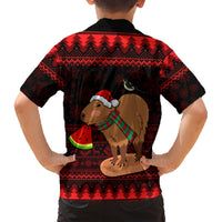 Capybara Christmas Family Matching Short Sleeve Bodycon Dress and Hawaiian Shirt Merry Capymas - Wonder Print Shop