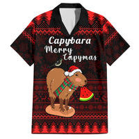 Capybara Christmas Family Matching Short Sleeve Bodycon Dress and Hawaiian Shirt Merry Capymas - Wonder Print Shop