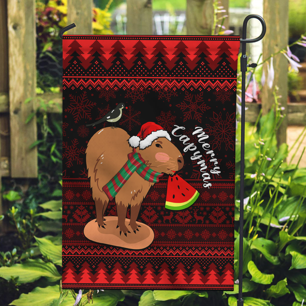 Capybara Christmas Garden Flag Merry Capymas - Wonder Print Shop