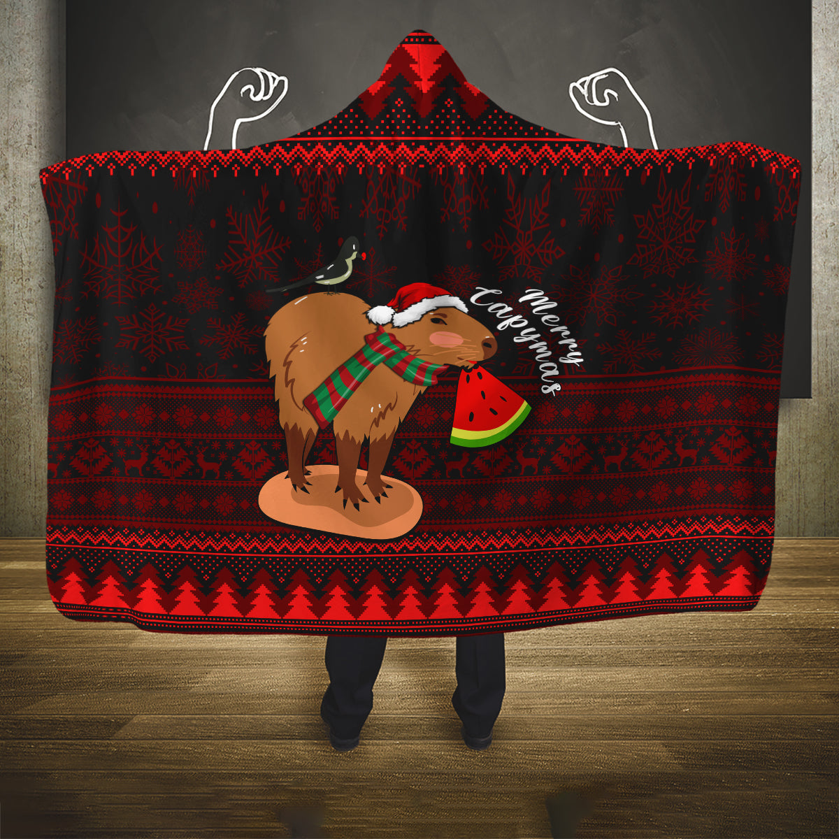 capybara-christmas-hooded-blanket-merry-capymas
