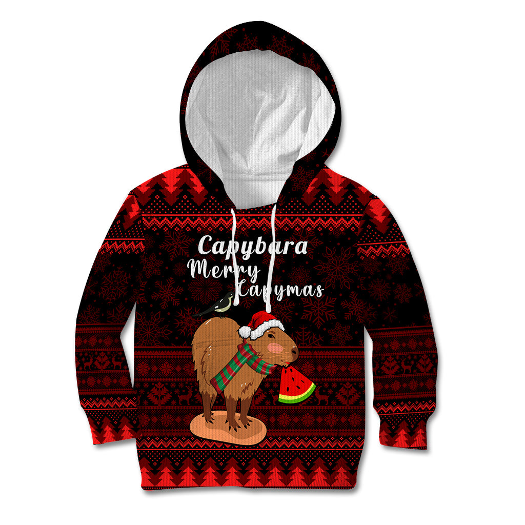 Capybara Christmas Kid Hoodie Merry Capymas - Wonder Print Shop