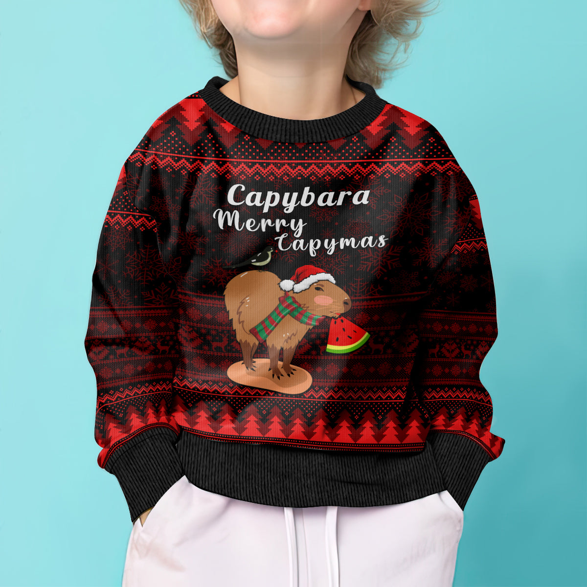 Capybara Christmas Kid Ugly Christmas Sweater Merry Capymas - Wonder Print Shop