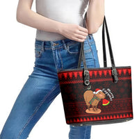 Capybara Christmas Leather Tote Bag Merry Capymas - Wonder Print Shop