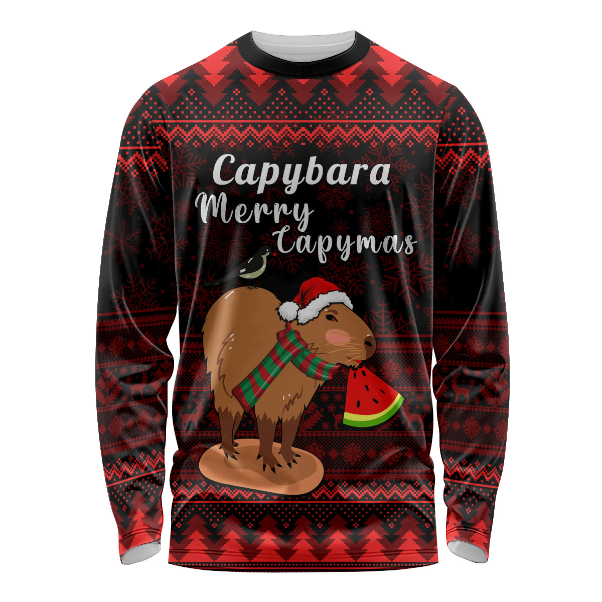 Capybara Christmas Long Sleeve Shirt Merry Capymas - Wonder Print Shop