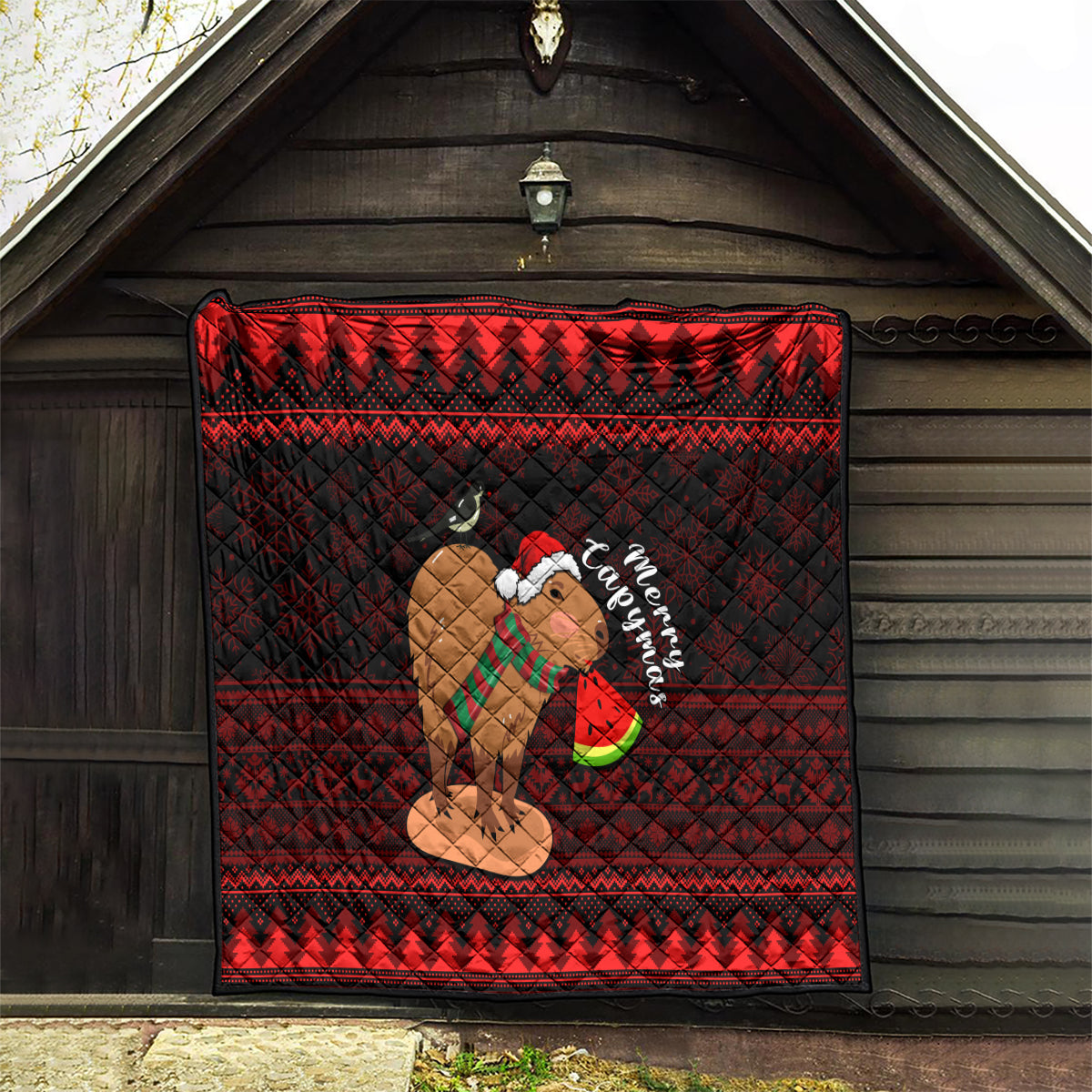 Capybara Christmas Quilt Merry Capymas - Wonder Print Shop