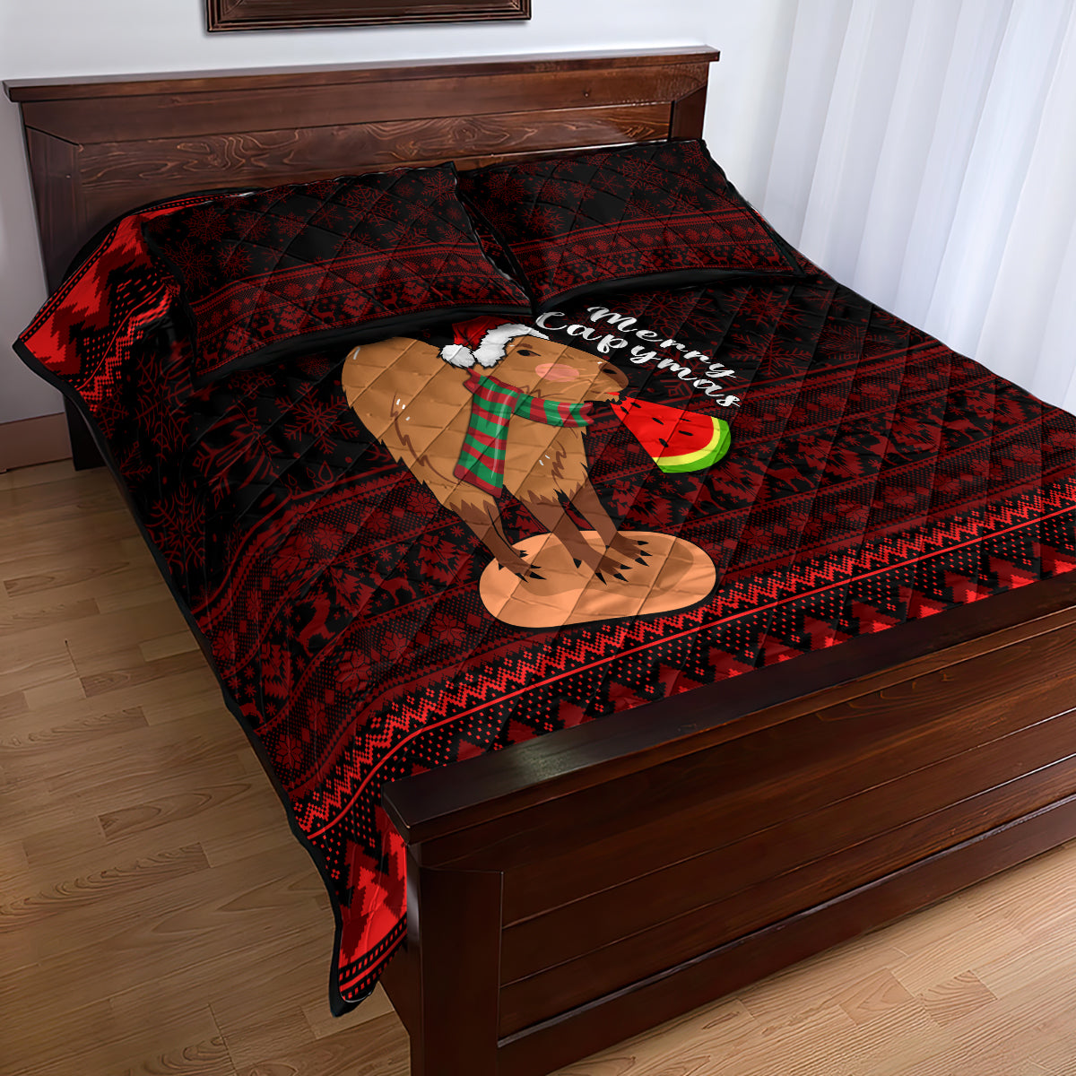 Capybara Christmas Quilt Bed Set Merry Capymas - Wonder Print Shop