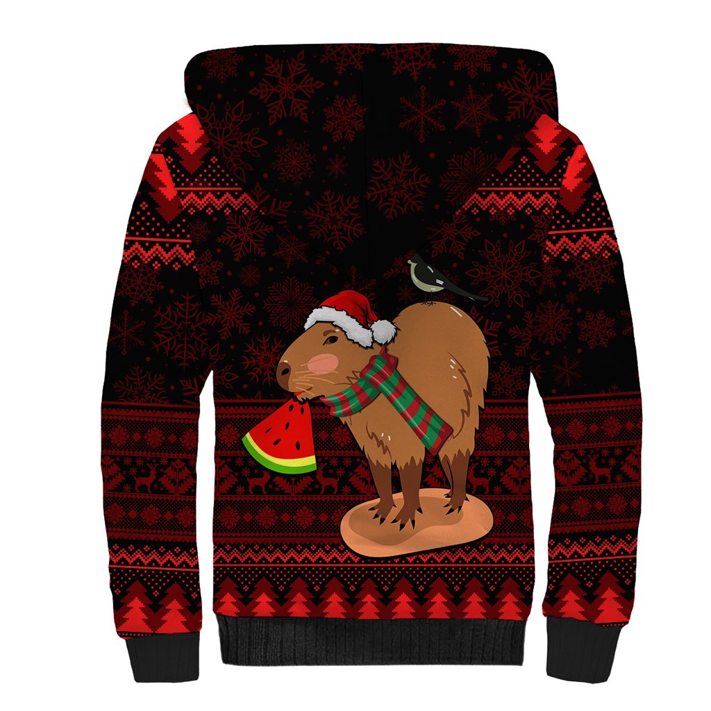 Capybara Christmas Sherpa Hoodie Merry Capymas - Wonder Print Shop