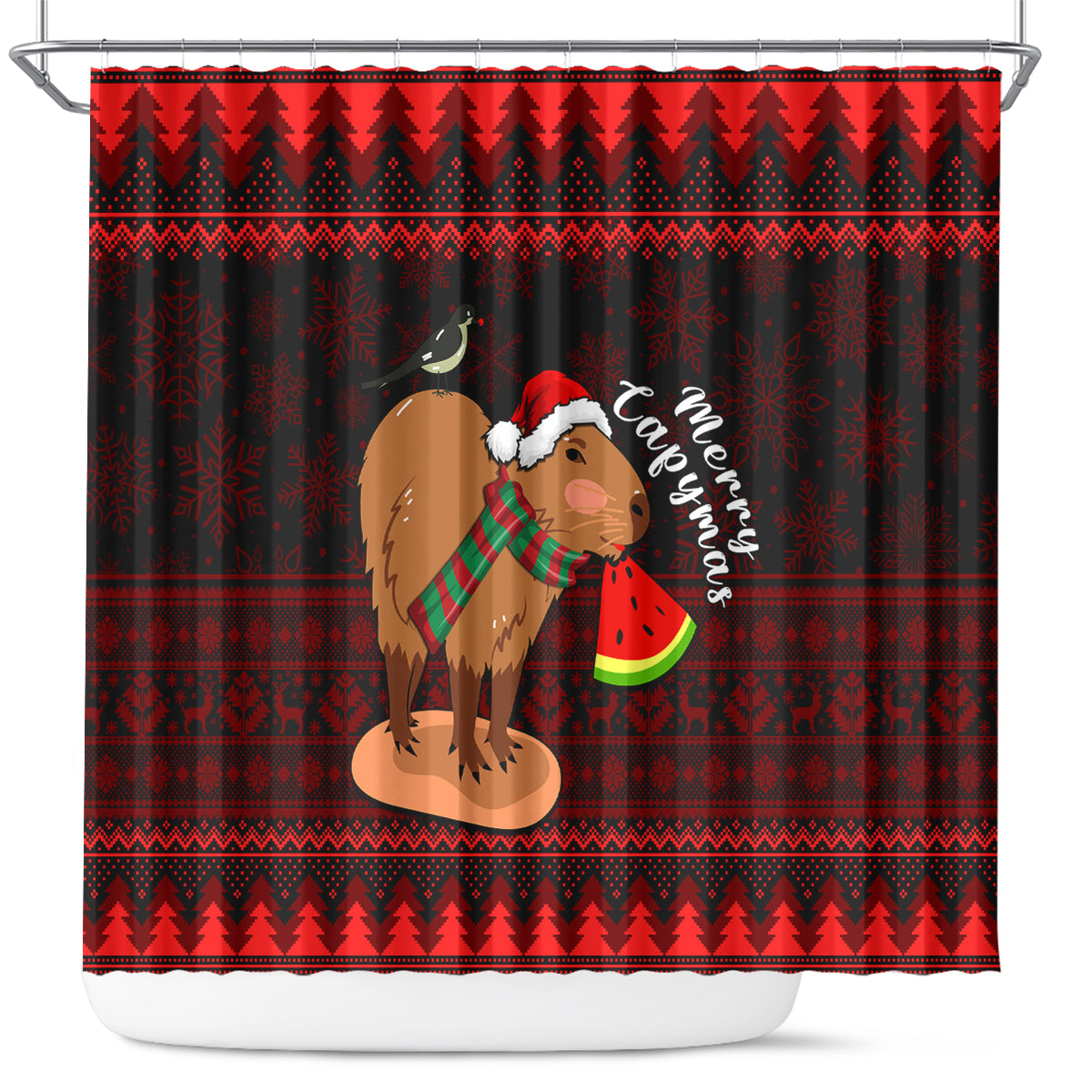 capybara-christmas-shower-curtain-merry-capymas