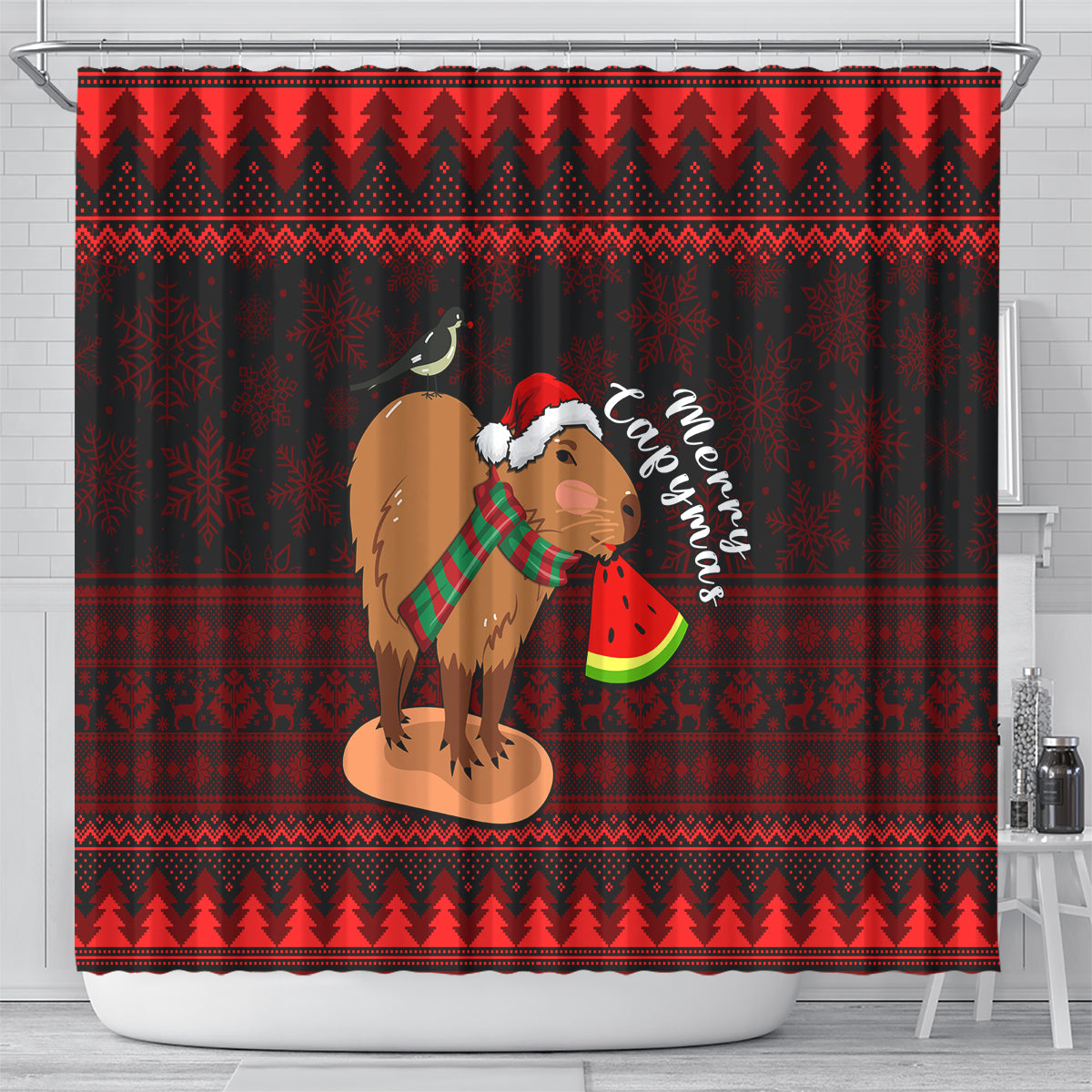 capybara-christmas-shower-curtain-merry-capymas
