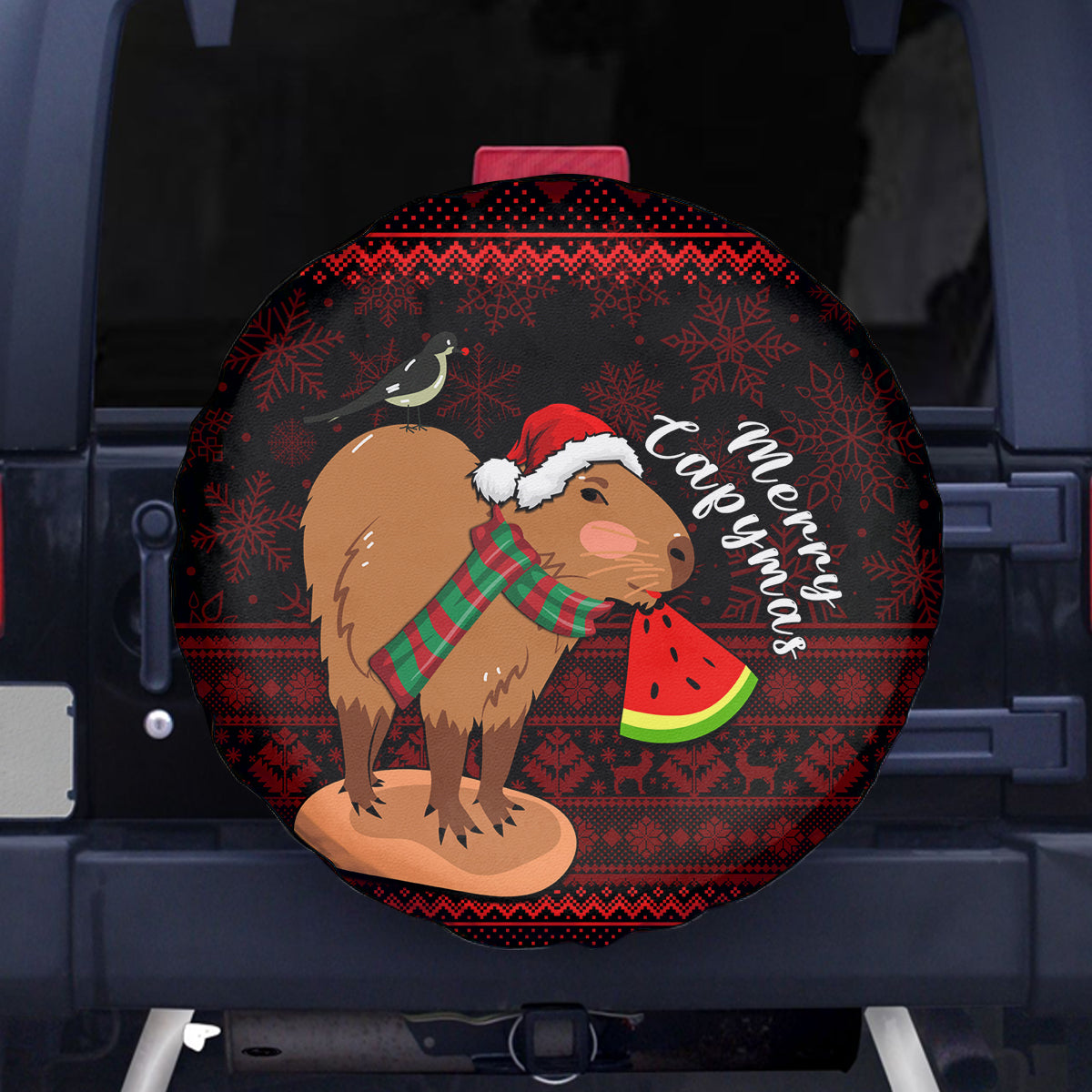 Capybara Christmas Spare Tire Cover Merry Capymas - Wonder Print Shop