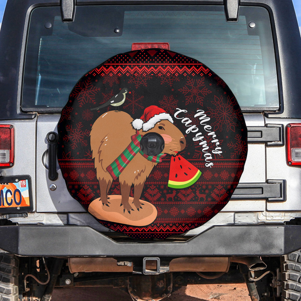 Capybara Christmas Spare Tire Cover Merry Capymas - Wonder Print Shop