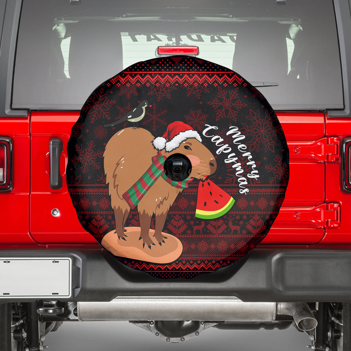Capybara Christmas Spare Tire Cover Merry Capymas - Wonder Print Shop