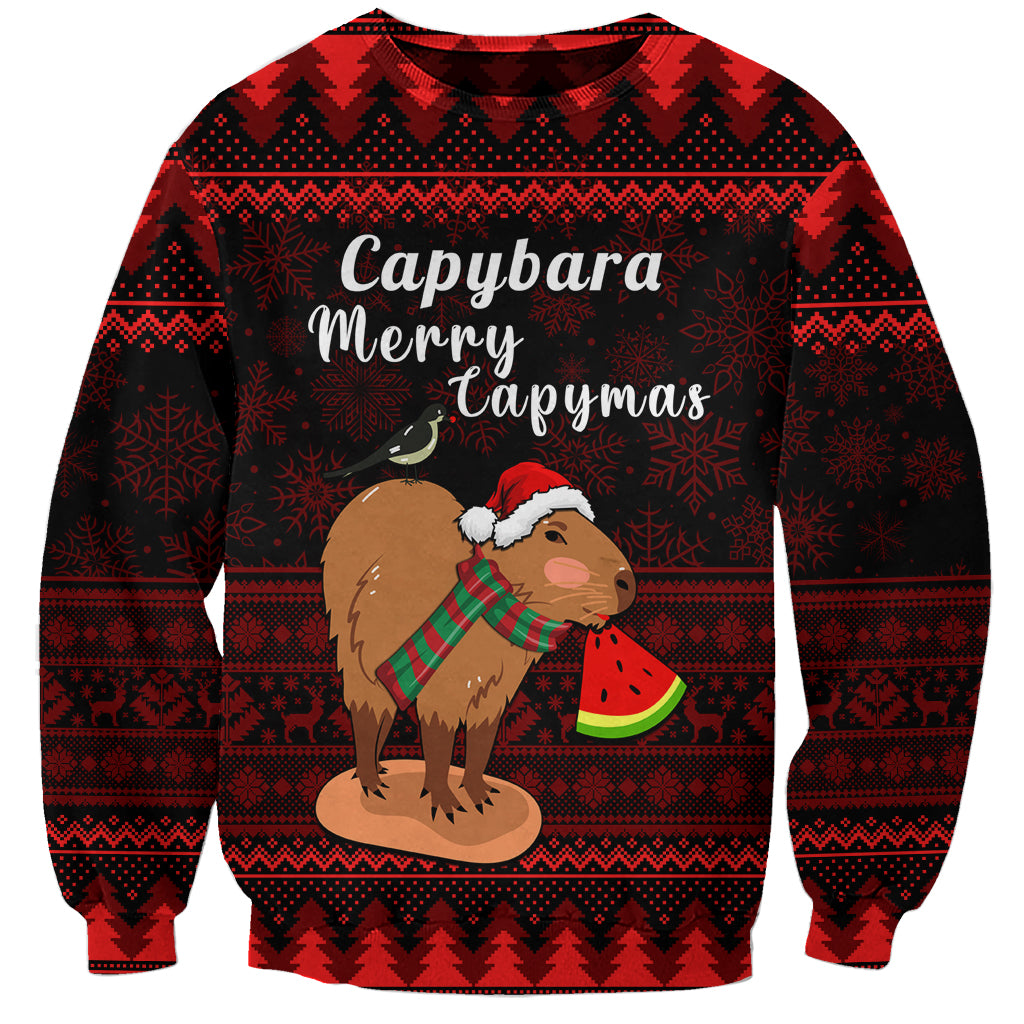 Capybara Christmas Sweatshirt Merry Capymas - Wonder Print Shop