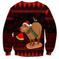 Capybara Christmas Sweatshirt Merry Capymas - Wonder Print Shop