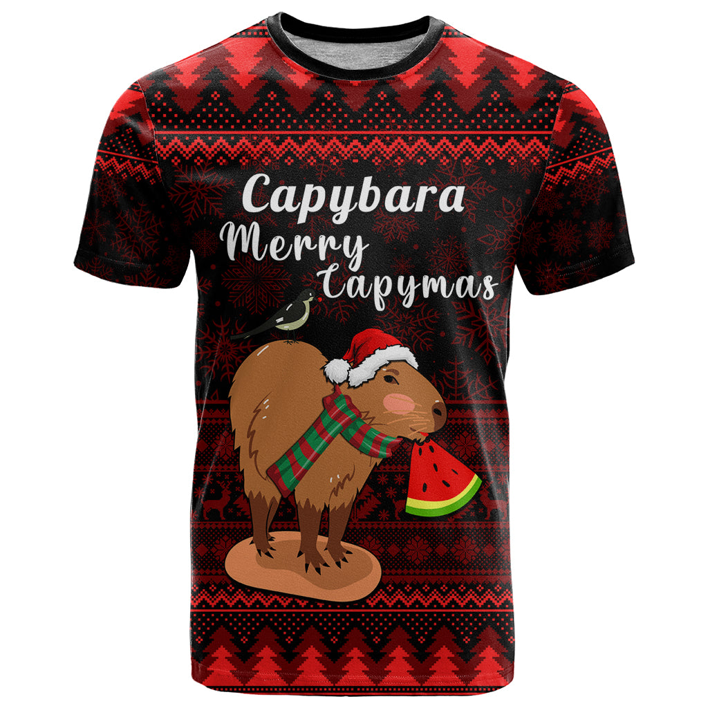 Capybara Christmas T Shirt Merry Capymas - Wonder Print Shop