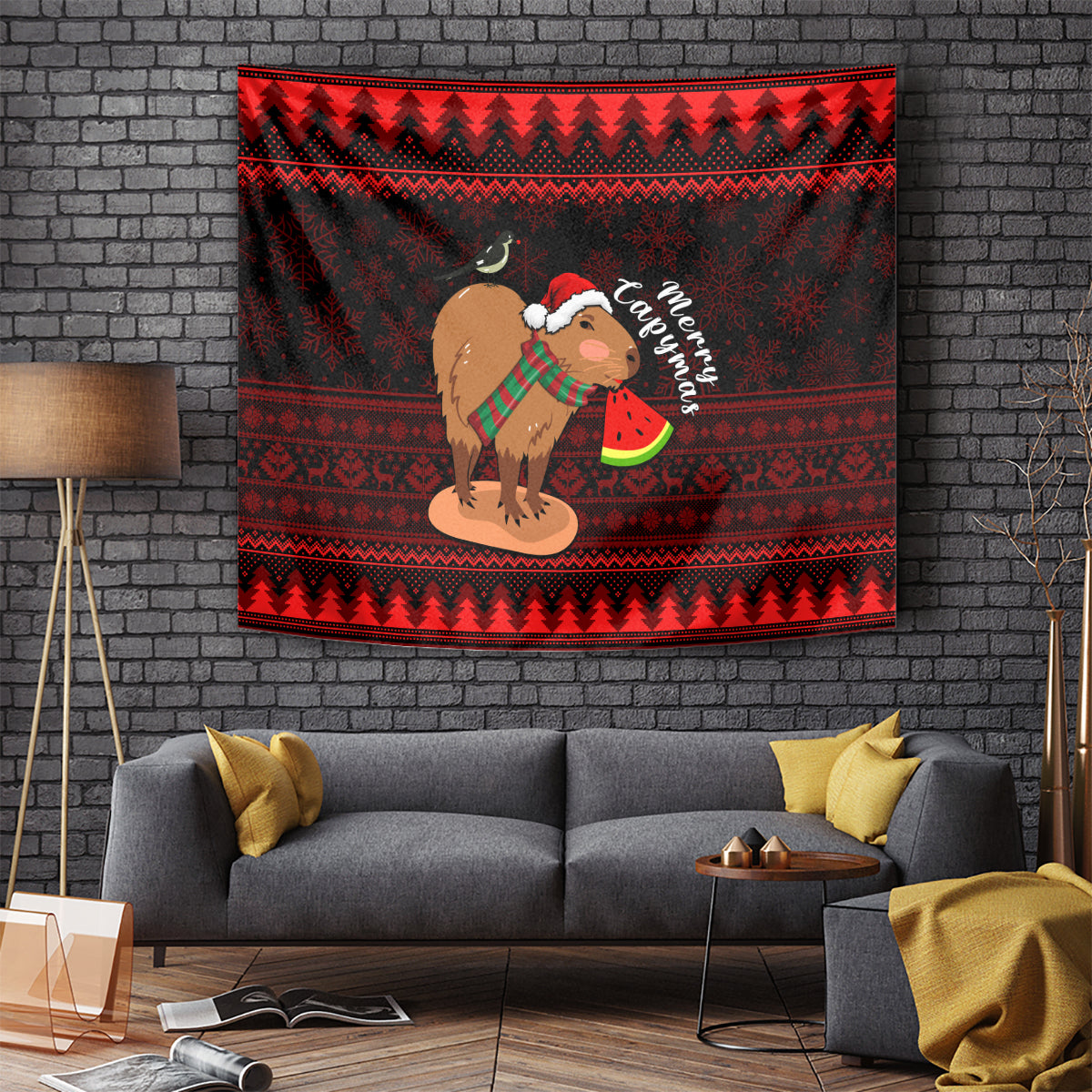 Capybara Christmas Tapestry Merry Capymas - Wonder Print Shop
