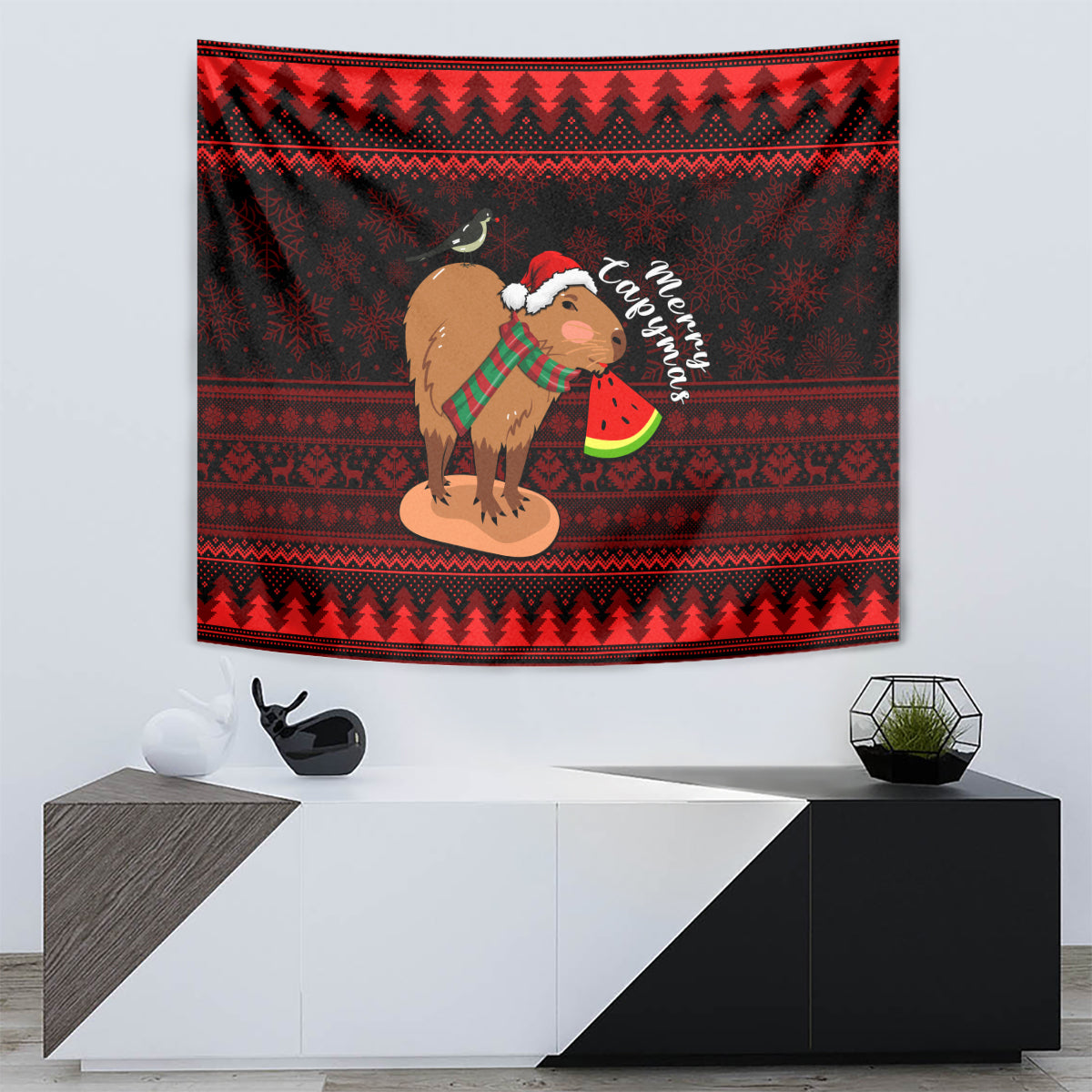 Capybara Christmas Tapestry Merry Capymas - Wonder Print Shop