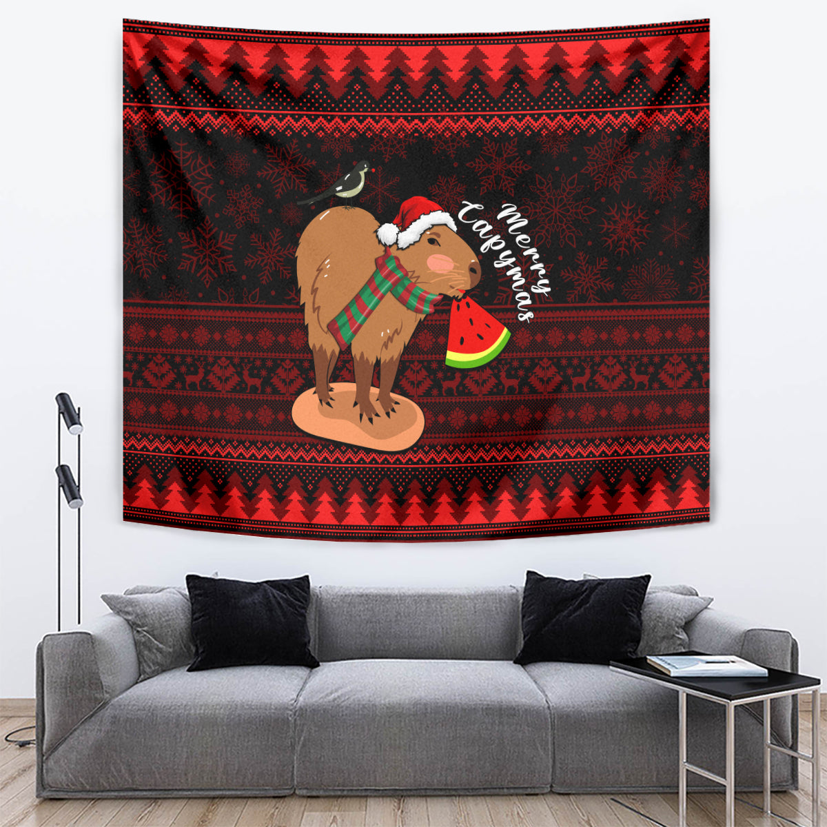 Capybara Christmas Tapestry Merry Capymas - Wonder Print Shop