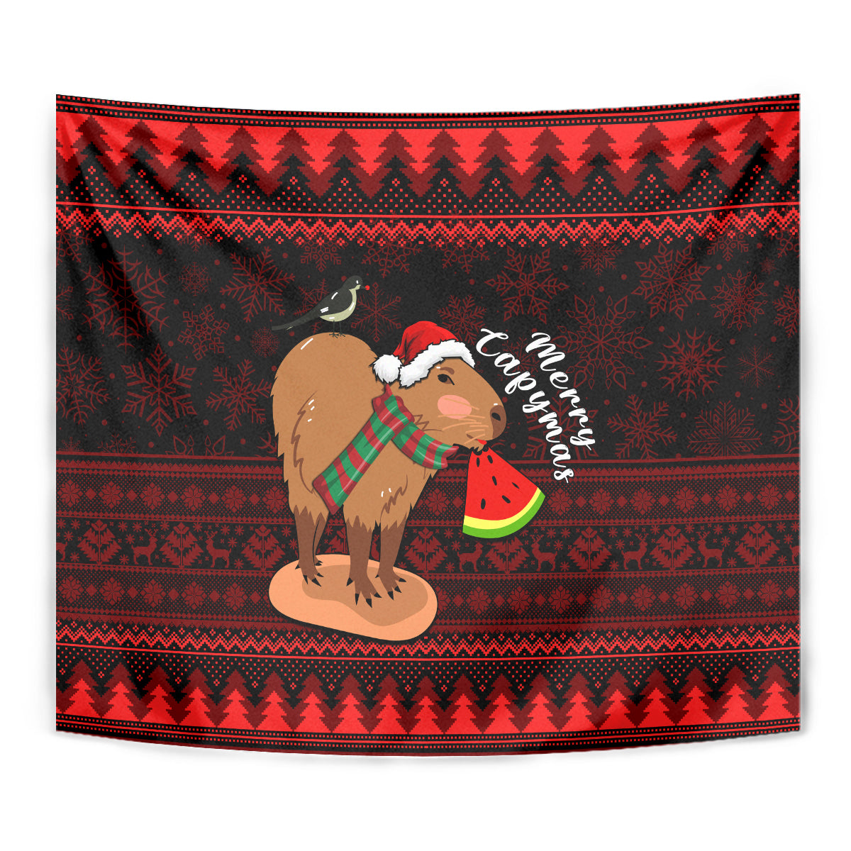 Capybara Christmas Tapestry Merry Capymas - Wonder Print Shop