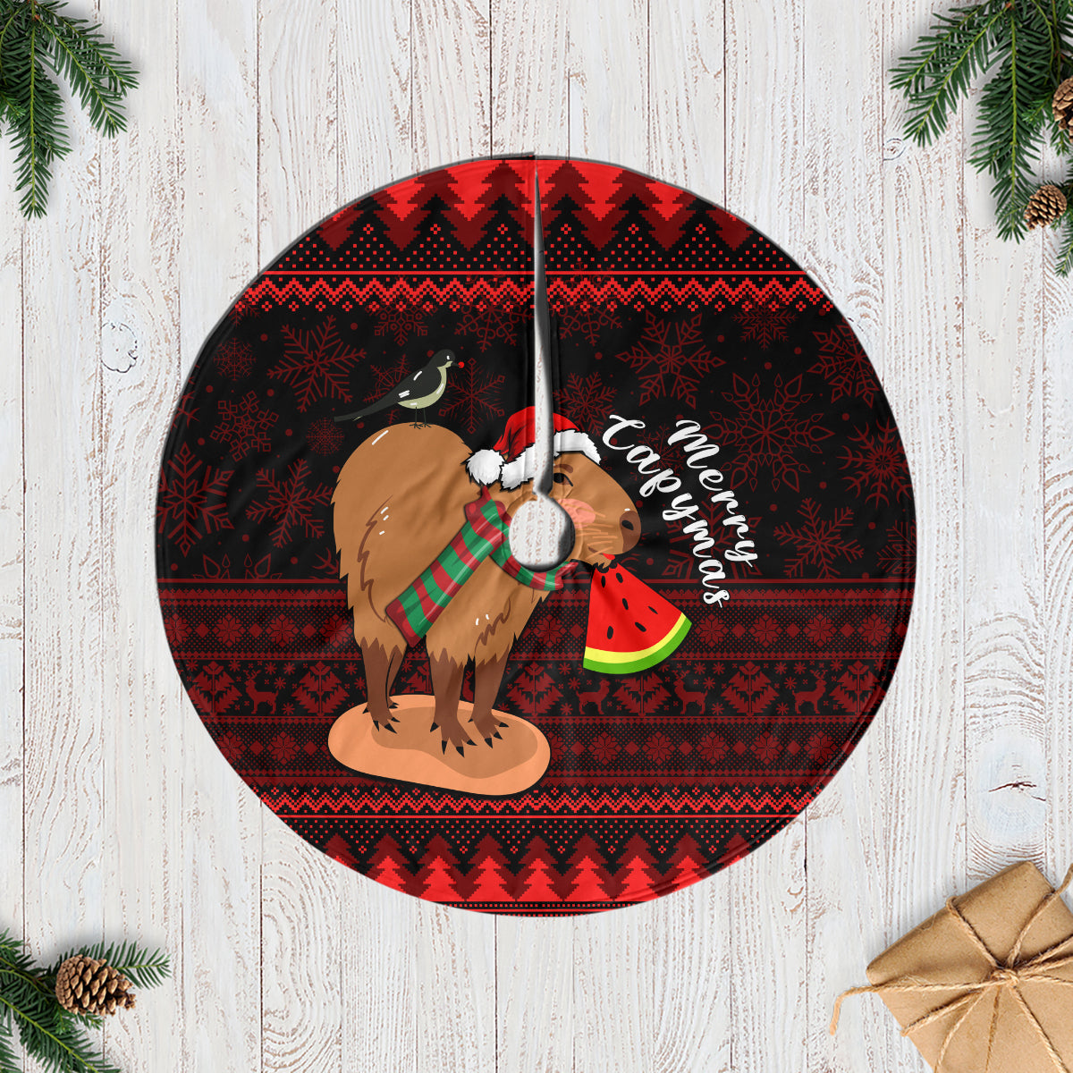 Capybara Christmas Tree Skirt Merry Capymas - Wonder Print Shop
