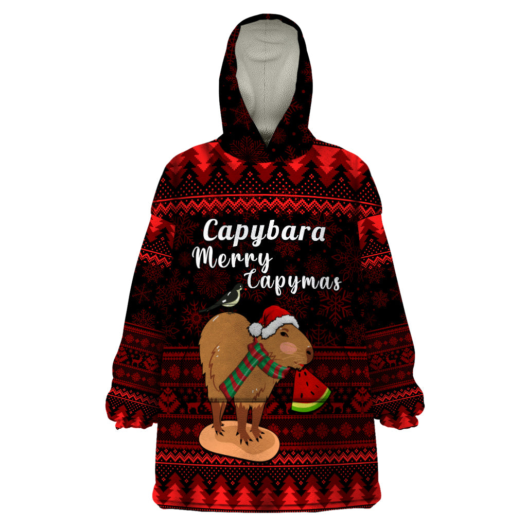 Capybara Christmas Wearable Blanket Hoodie Merry Capymas - Wonder Print Shop