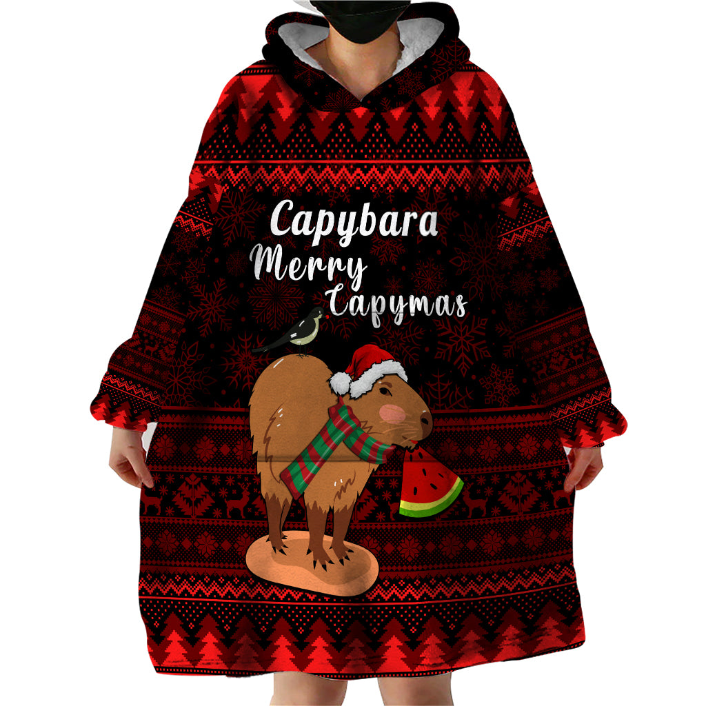 Capybara Christmas Wearable Blanket Hoodie Merry Capymas - Wonder Print Shop