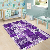 Hawaiian Quilt Area Rug Tiki Tropical Retro Purple Version - Wonder Print Shop