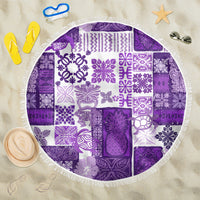 Hawaiian Quilt Beach Blanket Tiki Tropical Retro Purple Version - Wonder Print Shop